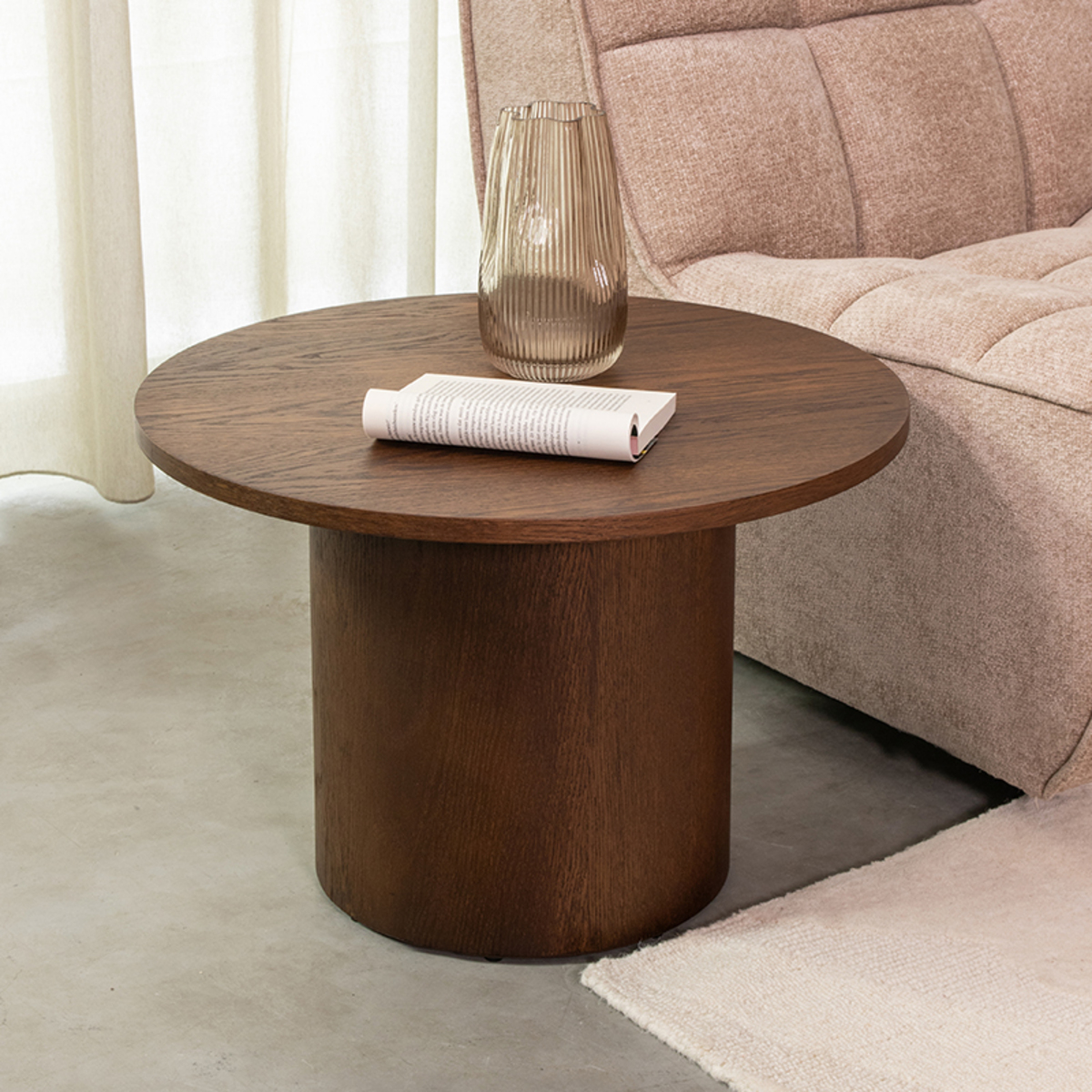 Table basse Oliva - Ronde - Noyer - Marron - Chêne - Minimaliste - LABEL51