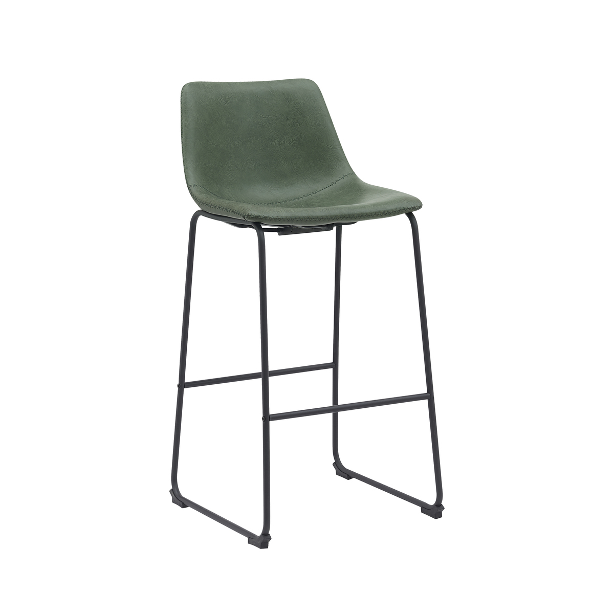 Tabouret de bar Risto - Hauteur du siège 75 - Hunter - Vert - Cuir PU - Sans accoudoir - Industriel - LABEL51