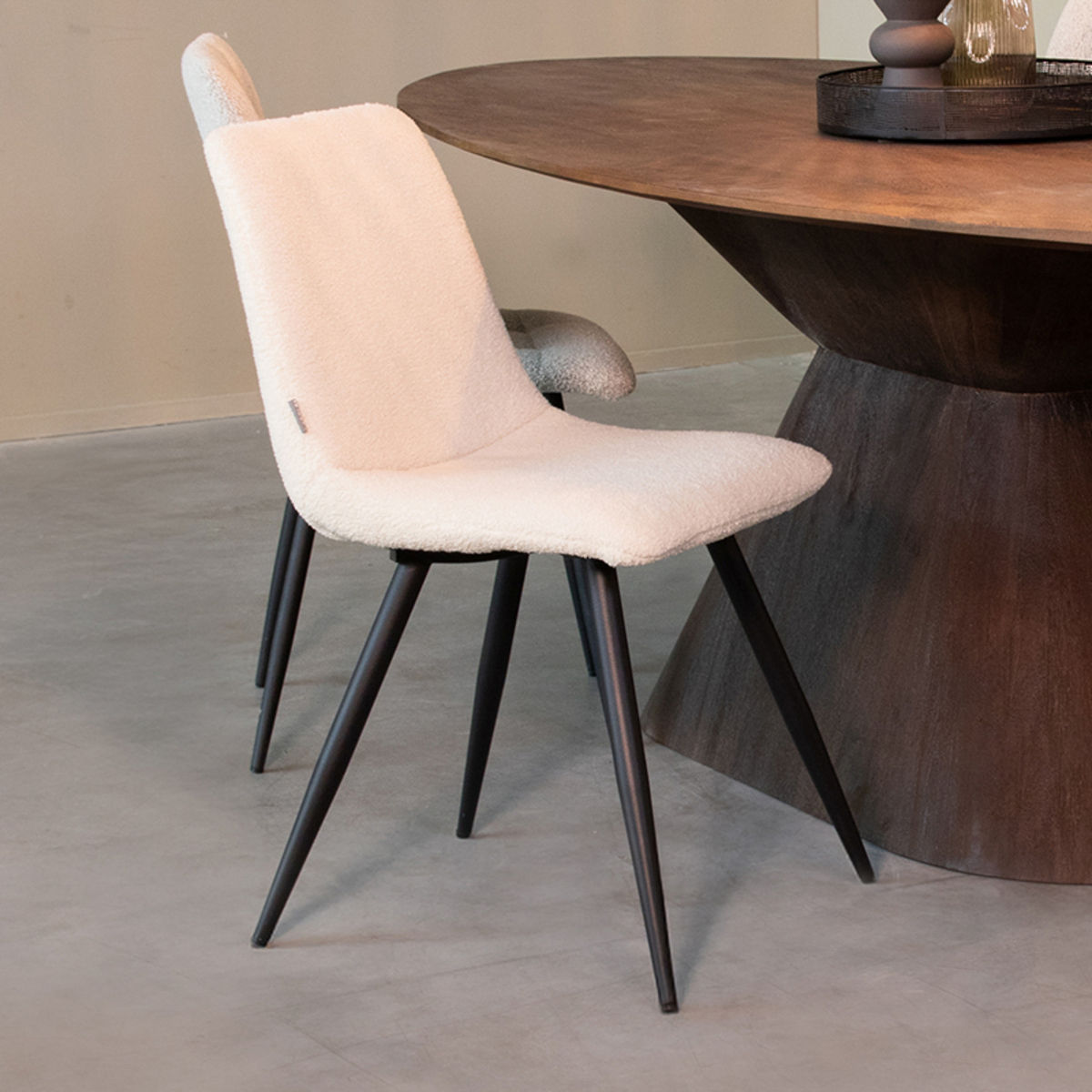 Chaise de salle à manger Jep - Ivoire - Blanc - Teddy - Sans accoudoir - Rurale - LABEL51