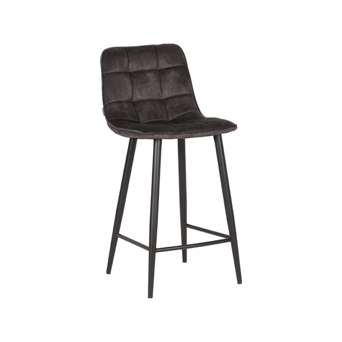 Tabouret de bar Jelt - Hauteur du siège 66 - Anthracite - Gris - Velours - Sans accoudoir - Moderne - LABEL51