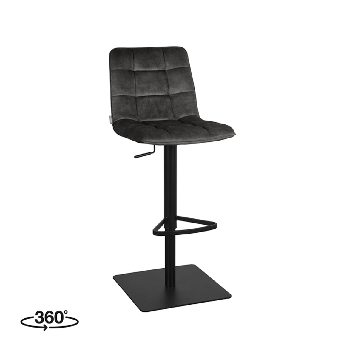 Tabouret de bar Juul - Hauteur du siège 55-81 - Anthracite - Gris - Velours - Sans accoudoir - Moderne - LABEL51
