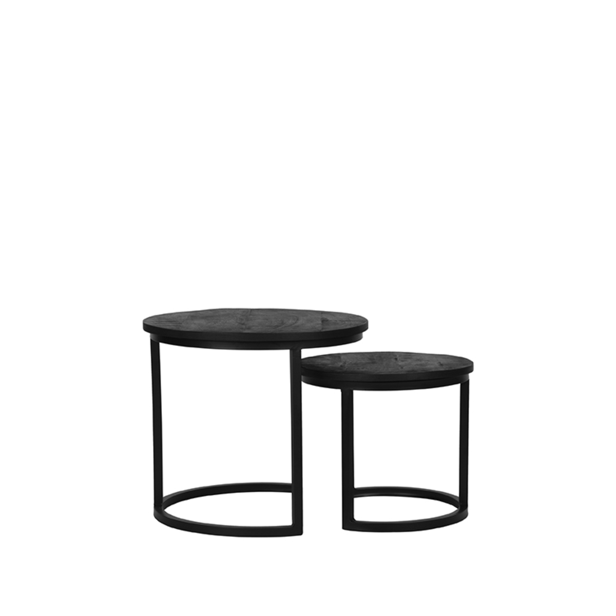Table basse Duo - Ronde - Noir - Bois de mangue - Moderne - LABEL51