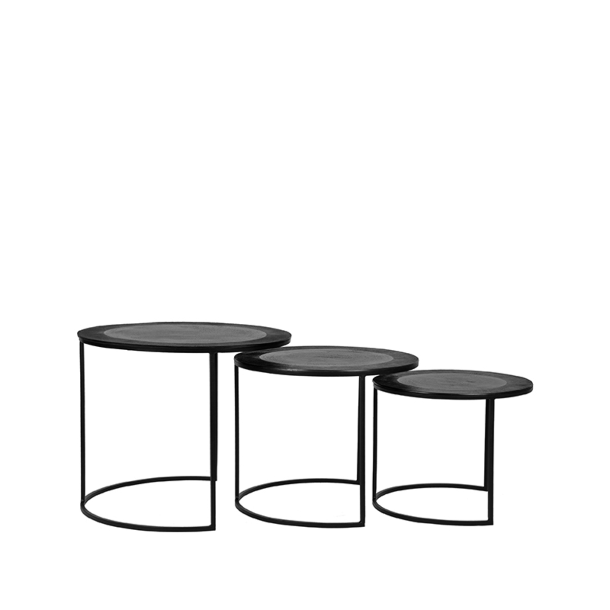 Table basse Set Tres - Ronde - Noir - Métal - Moderne - LABEL51