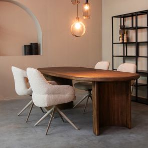 Eettafel Vito Espresso Mangohout 240x100x76 Cm Setting v2
