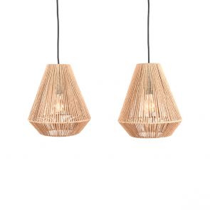 Hanglamp Ibiza Diamond 2-Lichts 80x33x150 Cm Naturel Voorkant