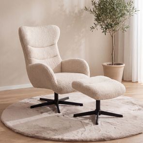 Draaifauteuil Cute + Hocker 75x82x108 cm