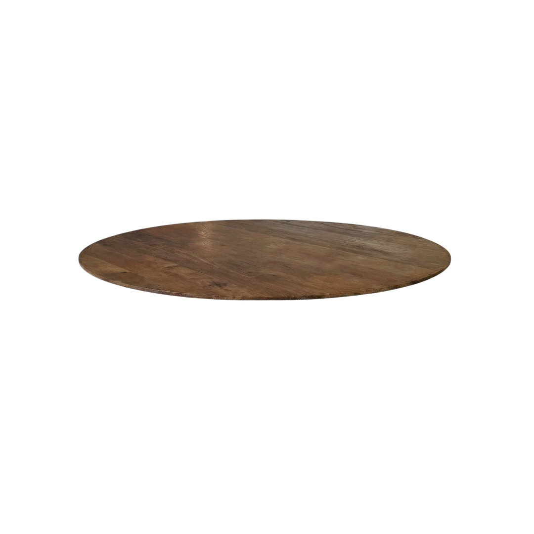 Tables de salle à manger I_Tafelblad Rond - Nature Smooth - Marron - Bois de mangue - Industriel - LABEL51
