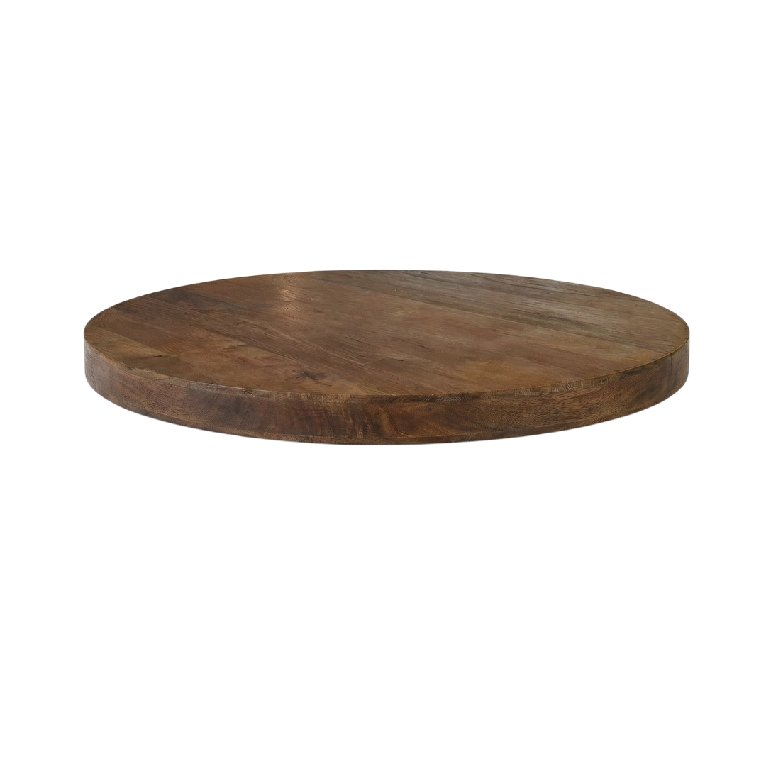 Tables de salle à manger I_Tafelblad Rond - Nature Smooth - Marron - Bois de mangue - LABEL51
