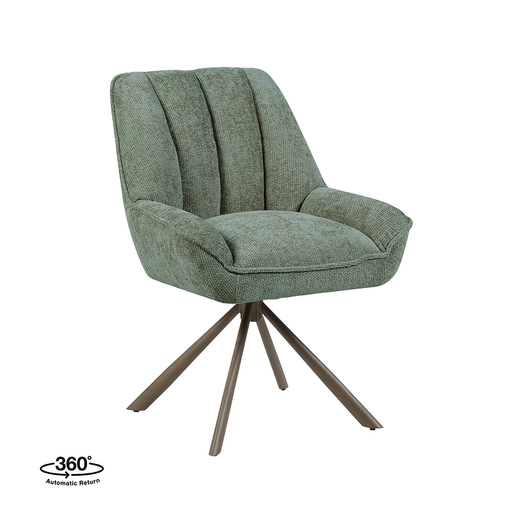 Chaises de salle à manger I_Reims - Hunter - Vert - Chenille - Sans accoudoir - LABEL51