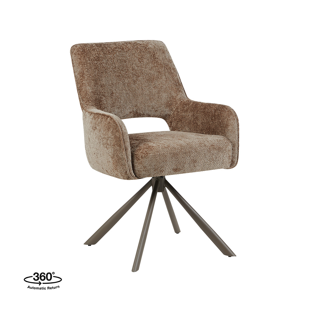 Chaises de salle à manger I_Bergerac - Taupe - Marron - Chenille - Sans accoudoir - LABEL51
