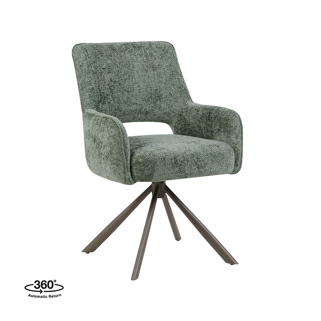 Chaises de salle à manger I_Bergerac - Hunter - Vert - Chenille - Sans accoudoir - LABEL51