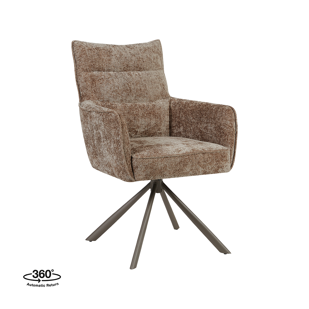 Chaises de salle à manger I_Dubai - Taupe - Marron - Chenille - Sans accoudoir - LABEL51