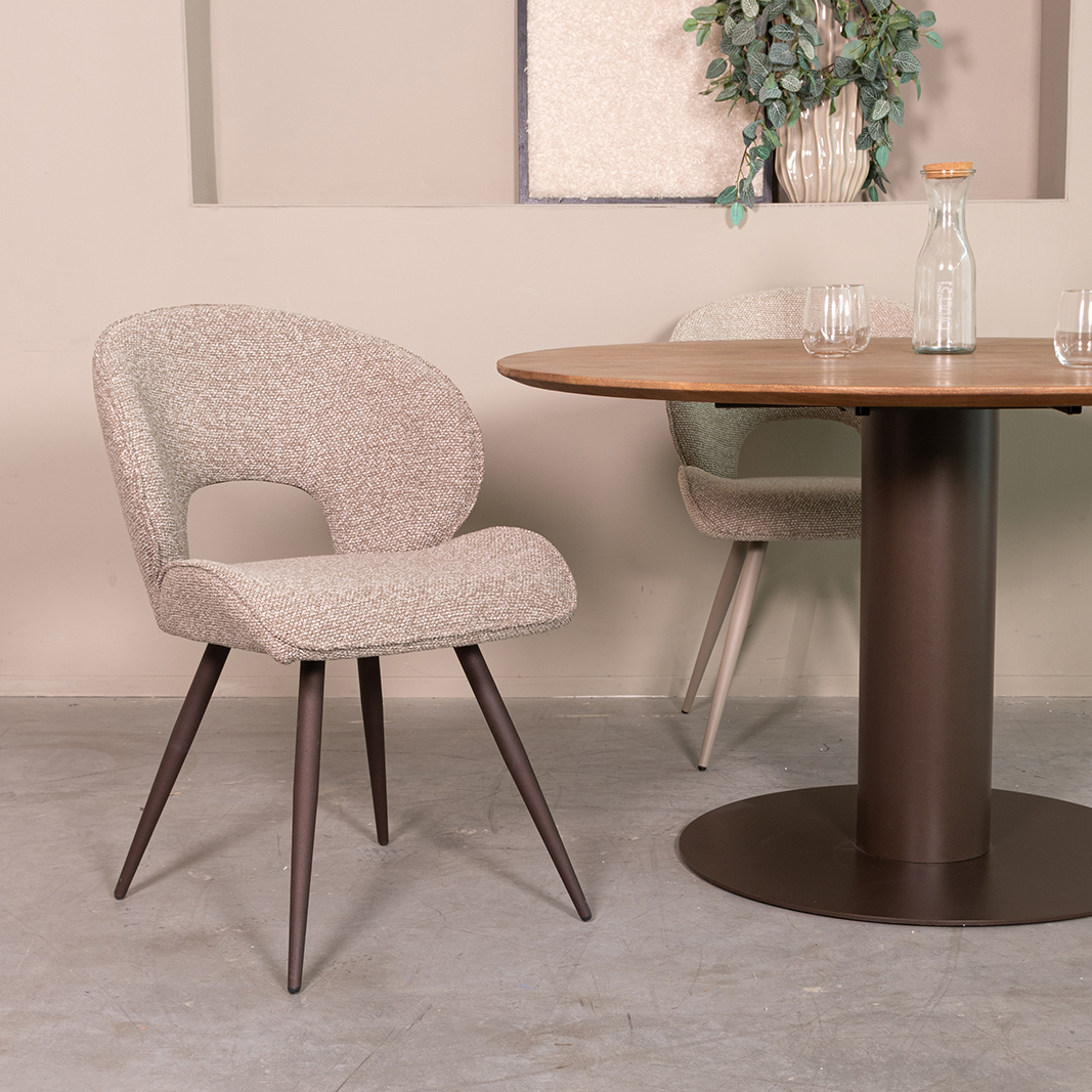 Chaises de salle à manger I_Sakura - Mushroom - Marron - Boucle - Sans accoudoir - LABEL51