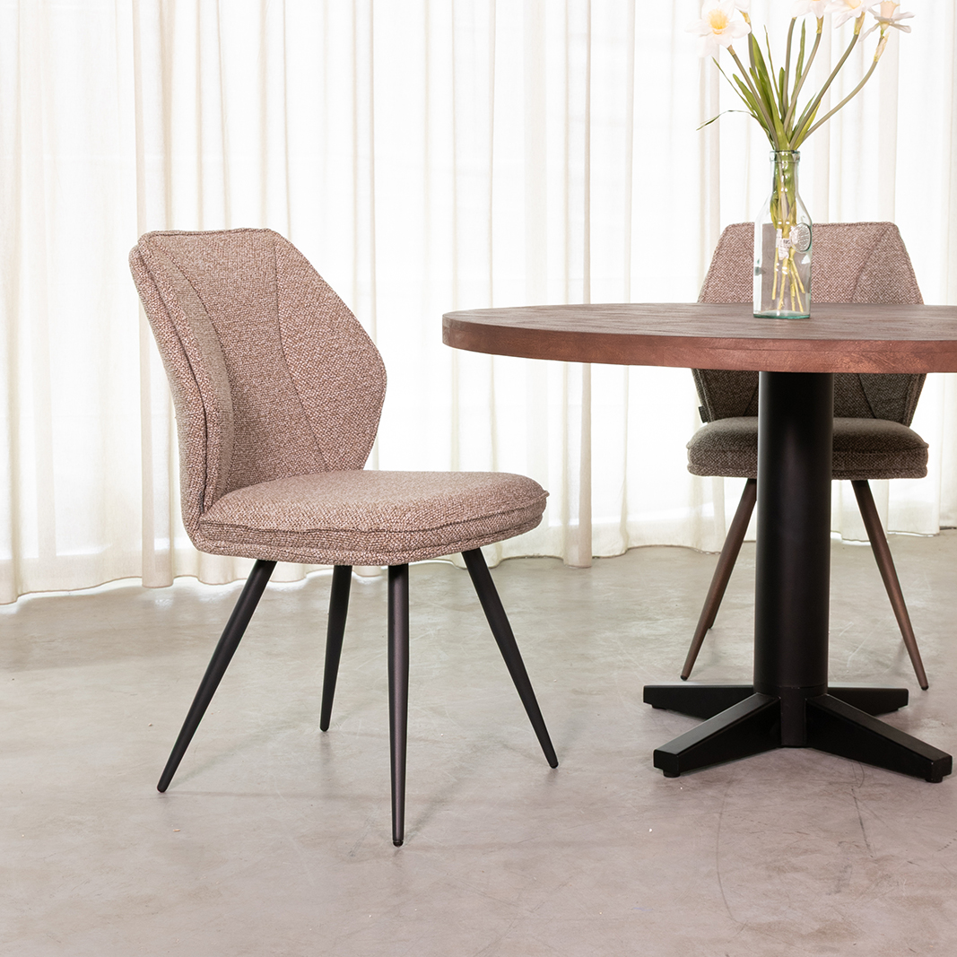 Chaises de salle à manger I_Silvain - Mushroom - Marron - Boucle - Sans accoudoir - LABEL51