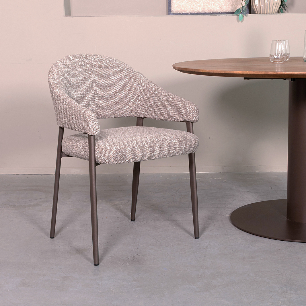 Chaises de salle à manger I_Sora - Mushroom - Marron - Boucle - Sans accoudoir - LABEL51