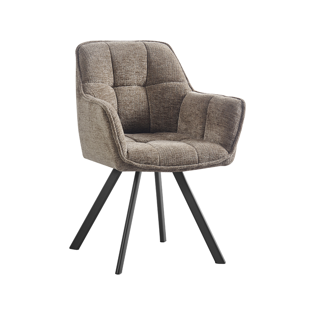 Chaises de salle à manger I_Riley - Taupe - Marron - Geweven - Sans accoudoir - LABEL51