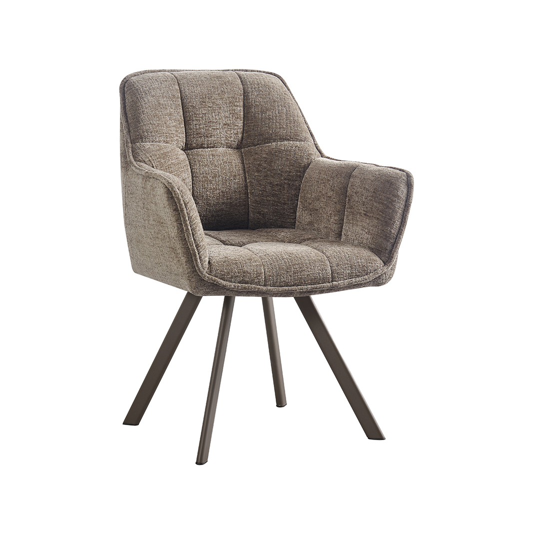 Chaises de salle à manger I_Riley - Taupe - Marron - Geweven - Sans accoudoir - LABEL51