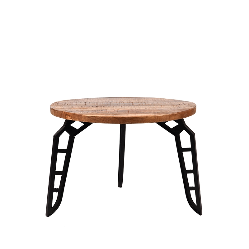 Table basse I_Flintstone - Ronde - Rough - BRUIN - Bois de mangue - Industriel - LABEL51