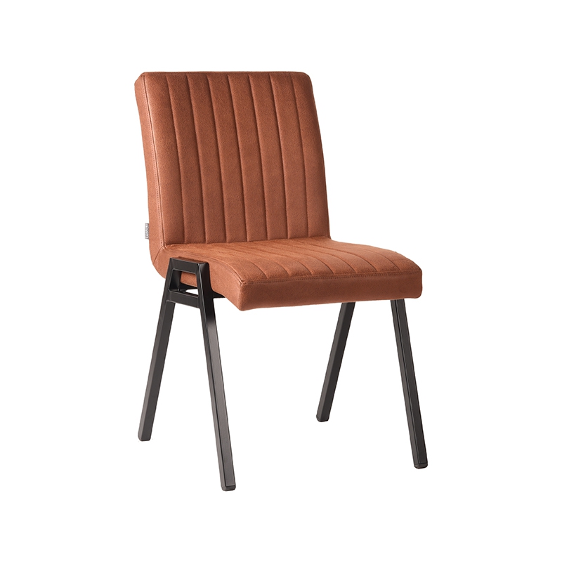 Chaise de salle à manger I_Matz - Cognac - BRUIN - Microvezel - Sans accoudoir - Industriel - LABEL51