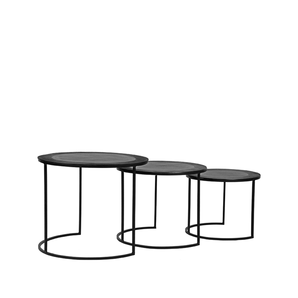 Table basse I_Set Tres - Ronde - Noir - Métal - Moderne - LABEL51