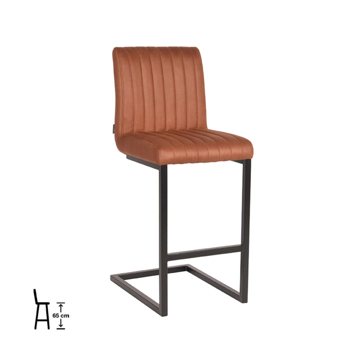 Tabouret de bar I_Milo - Laag - Cognac - Marron - Microvezel - Sans accoudoir - Industriel - LABEL51