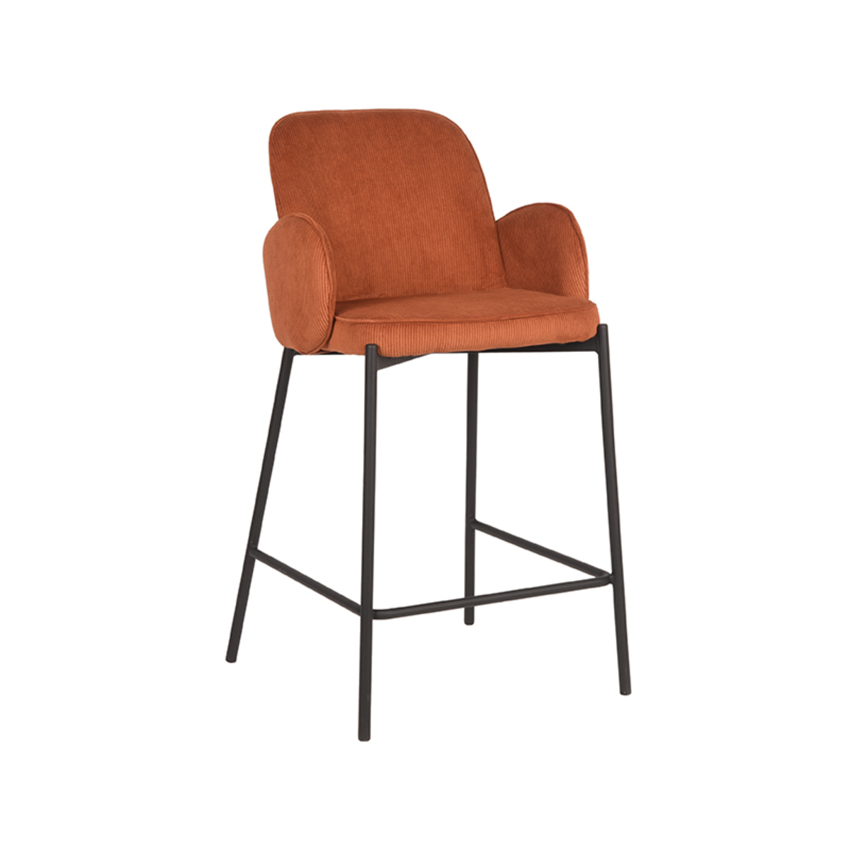 Tabouret de bar I_Jari - Laag - Accoudoir - Rouille - ORANJE - Ribcord - Retro - LABEL51