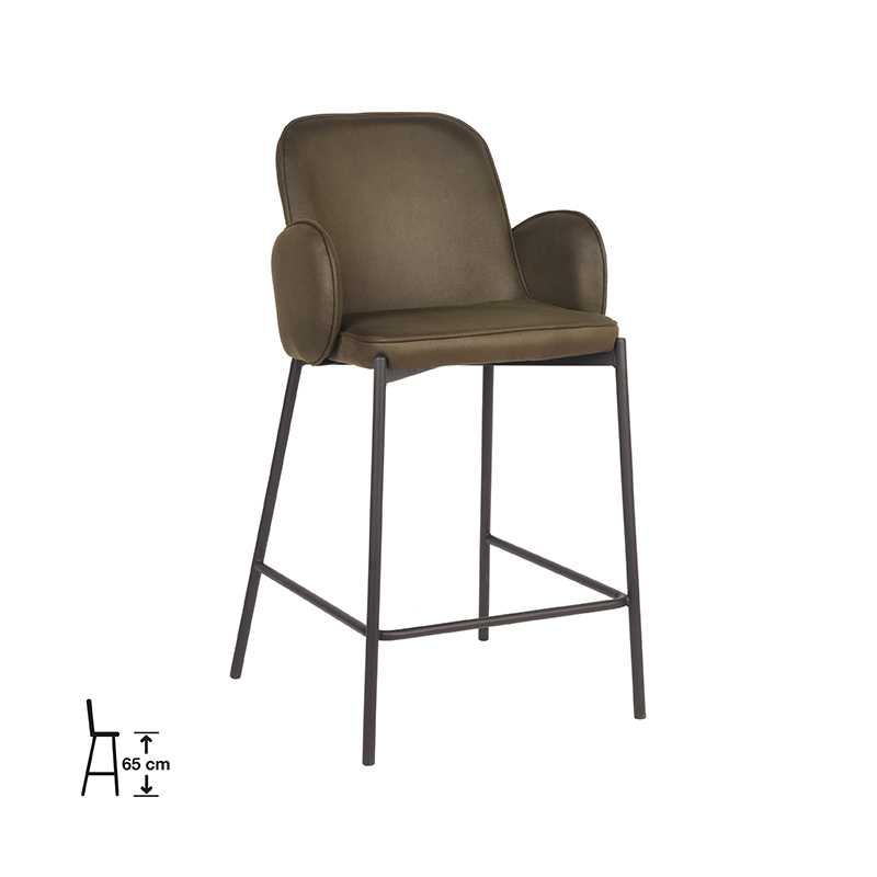 Tabouret de bar I_Jari - Laag - Accoudoir - Army - GROEN - - Industriel - LABEL51