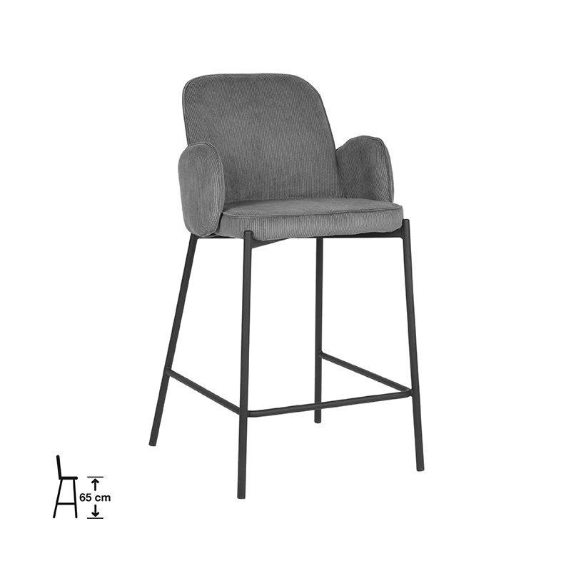 Tabouret de bar I_Jari - Laag - Accoudoir - Gris foncé - GRIJS - - Industriel - LABEL51