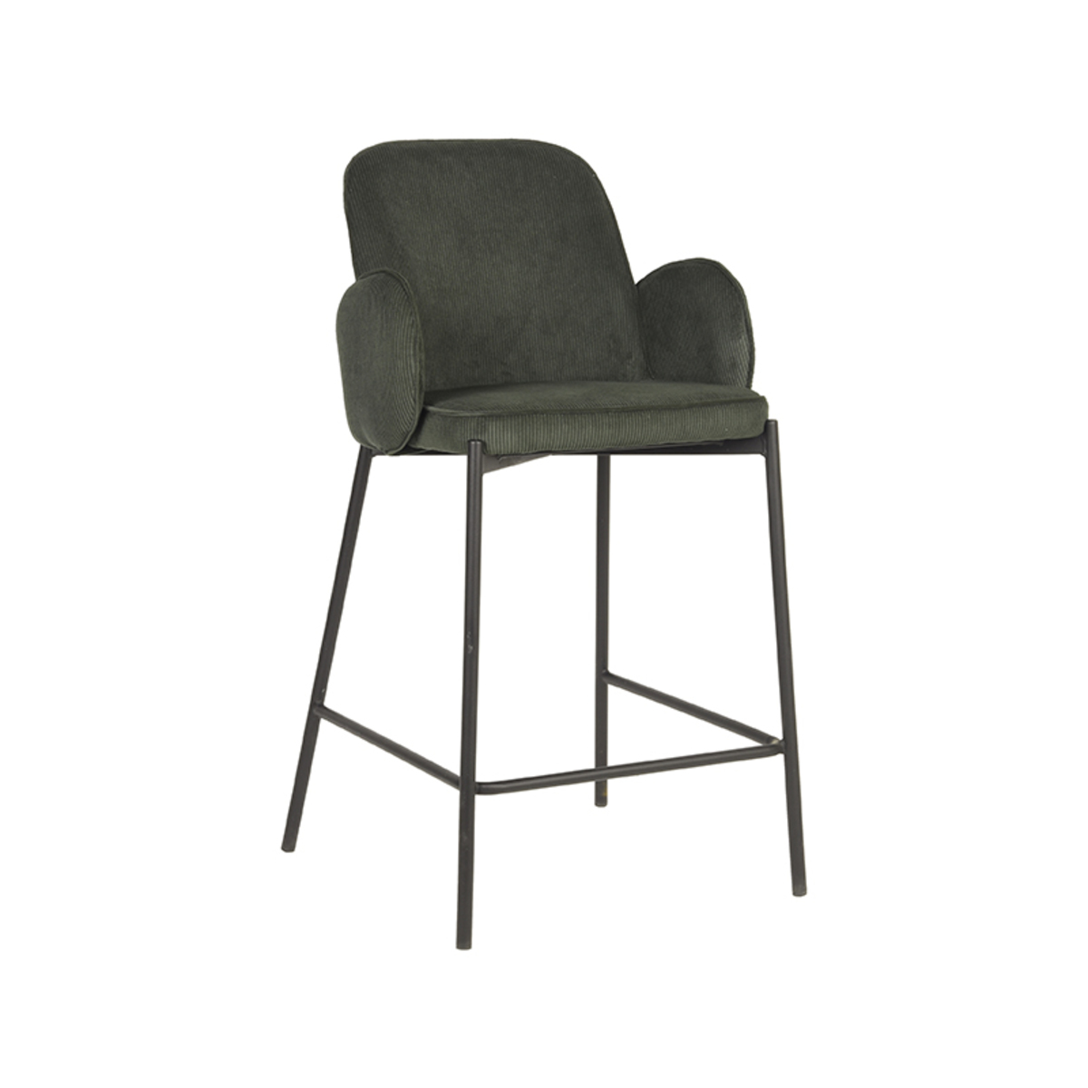 Tabouret de bar I_Jari - Laag - Accoudoir - Army - Vert - Ribcord - Retro - LABEL51