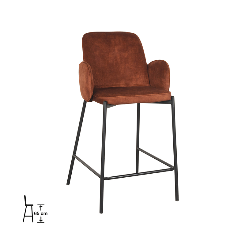 Tabouret de bar I_Jari - Laag - Accoudoir - Rouille - ORANJE - - Retro - LABEL51