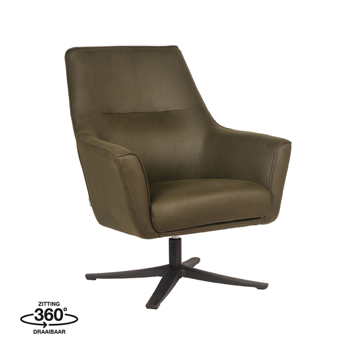 Fauteuil I_Tod - Pivotant - Accoudoir - Army - GROEN - Microvezel - Industriel - LABEL51
