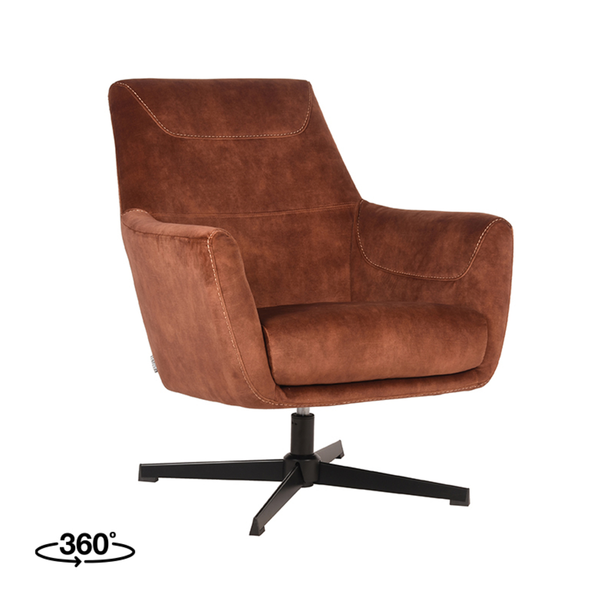Fauteuil I_Toby - Accoudoir - Rouille - Orange - Velours - Retro - LABEL51