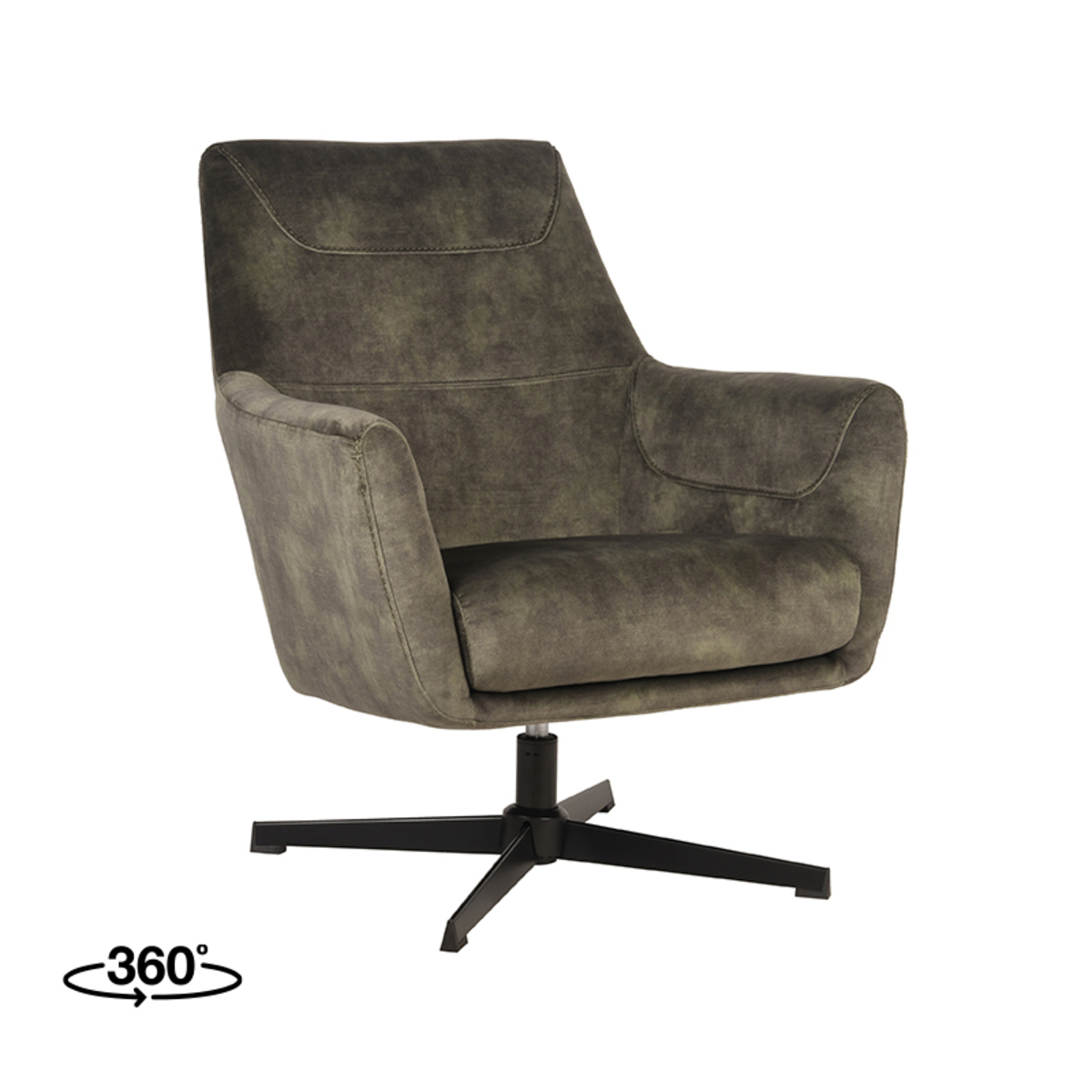 Fauteuil I_Toby - Pivotant - Accoudoir - Hunter - GROEN - Velours - Moderne - LABEL51