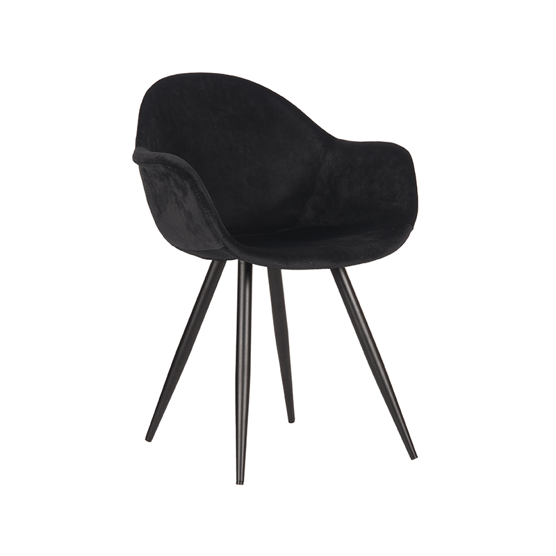 Chaise de salle à manger I_Forli - Siège baquet - Accoudoir - Noir - Velours - Moderne - LABEL51