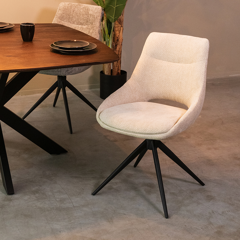 Chaise de salle à manger I_Marlow - Pivotant - Naturel Beige - - Sans accoudoir - Minimaliste - LABEL51