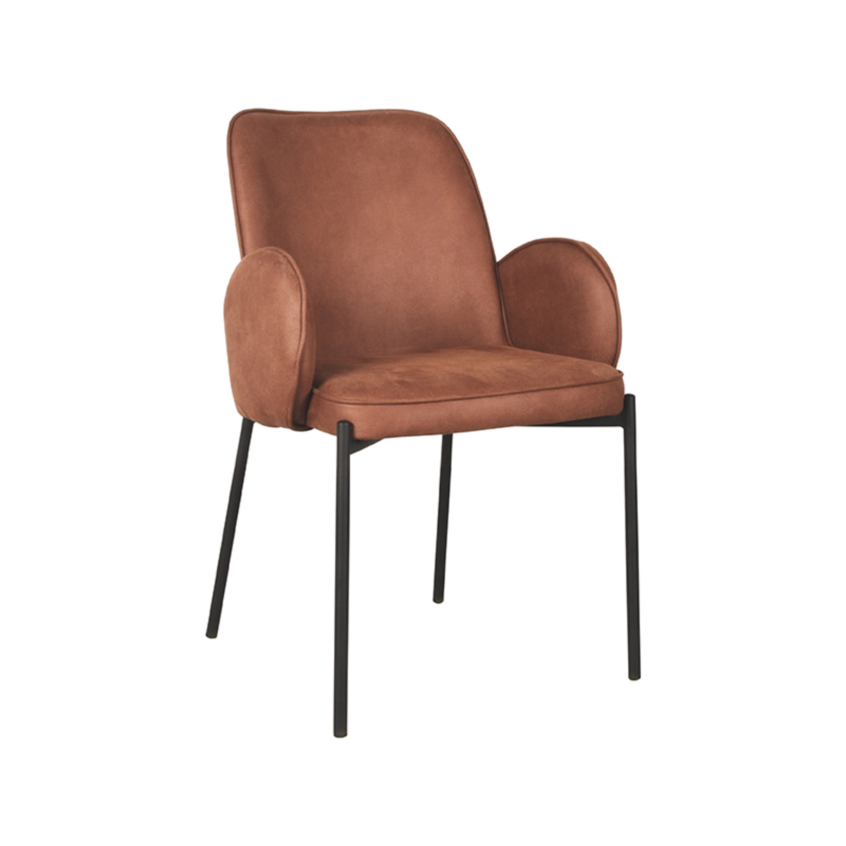 Chaise de salle à manger I_Jari - Accoudoir - Cognac - Marron - Microvezel - Industriel - LABEL51