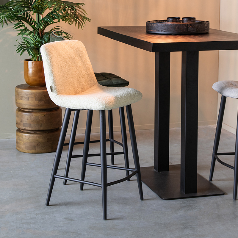 Tabouret de bar I_Jep - Laag - Ivoor - WIT - Teddy - Sans accoudoir - Rurale - LABEL51