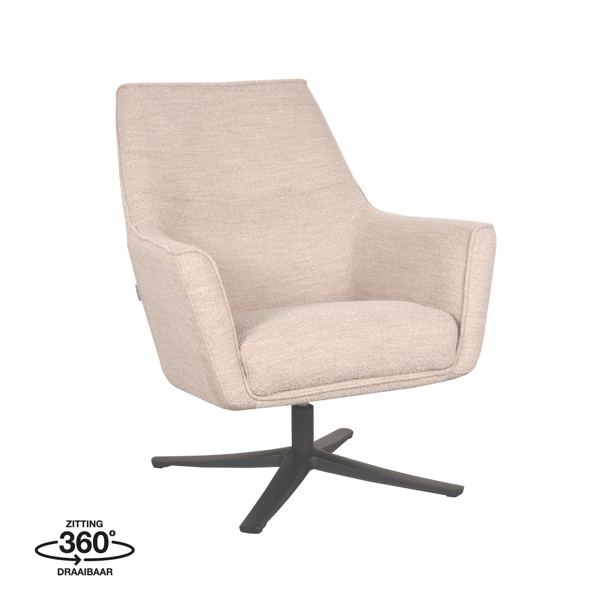 Fauteuil I_Tod - Pivotant - Accoudoir - Naturel Beige - Boucle - Rurale - LABEL51