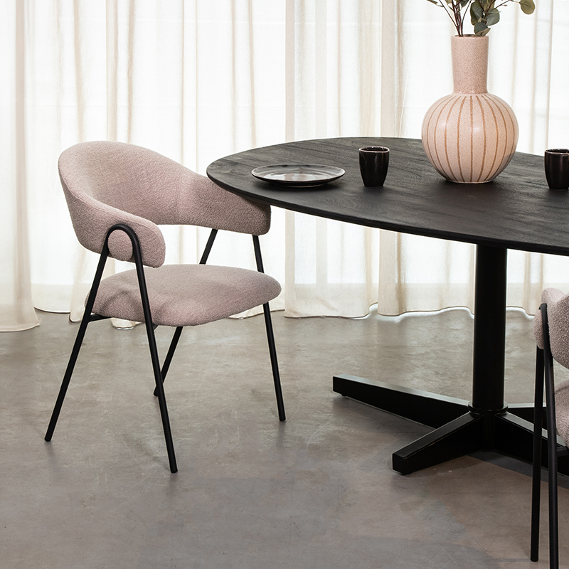 Chaise de salle à manger I_Lowen - Accoudoir - Naturel Beige - Boucle - Rurale - LABEL51