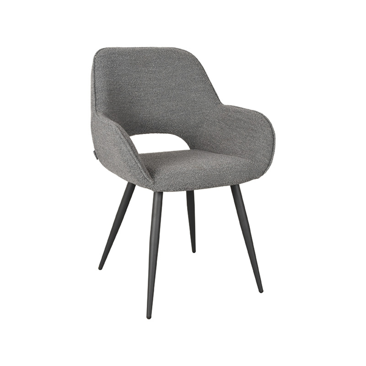 Chaise de salle à manger I_Fer - Accoudoir - Gris - Boucle - Industriel - LABEL51