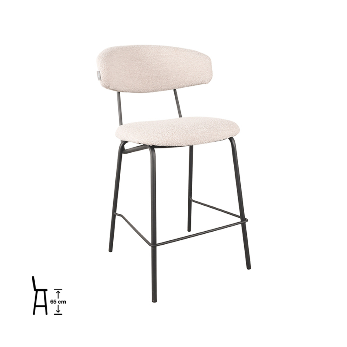 Tabouret de bar I_Zack - Laag - Naturel Beige - Boucle - Sans accoudoir - Rurale - LABEL51