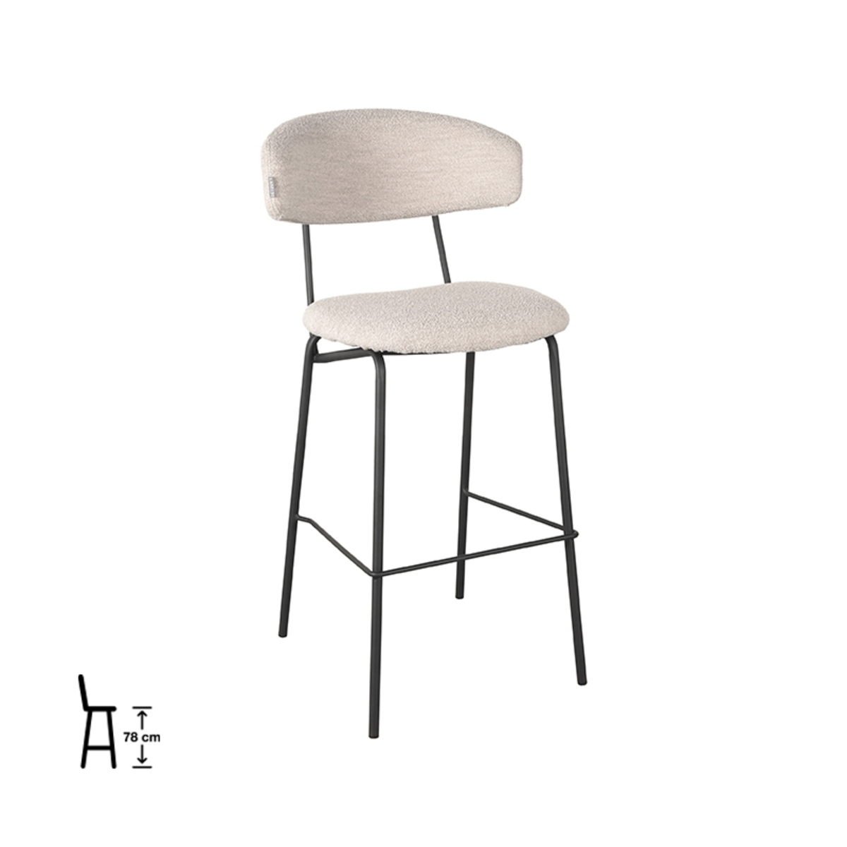 Tabouret de bar I_Zack - Hoog - Naturel Beige - Boucle - Sans accoudoir - Rurale - LABEL51