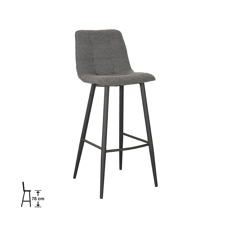 Tabouret de bar I_Jelt - Hoog - Gris - GRIJS - - Sans accoudoir - Industriel - LABEL51