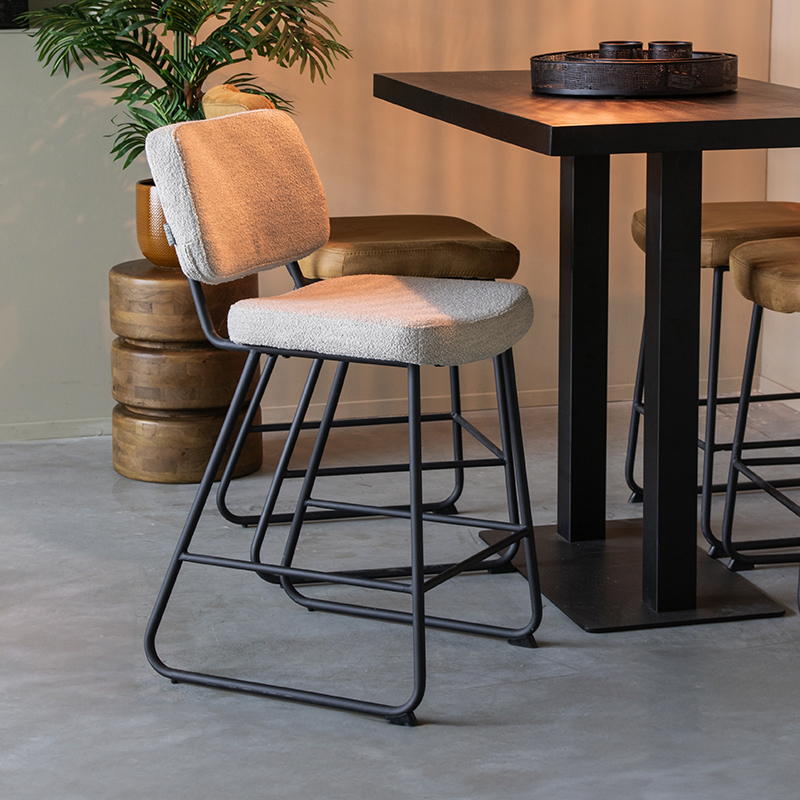 Tabouret de bar I_Noah - Laag - Naturel Beige - Boucle - Sans accoudoir - Rurale - LABEL51