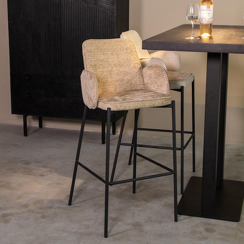 Tabouret de bar I_Joni - Hoog - Accoudoir - Beige - Naturel Beige - Elegance - Moderne - LABEL51