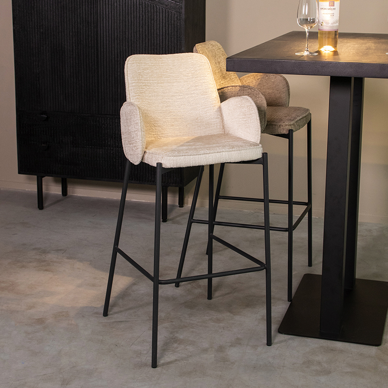 Tabouret de bar I_Joni - Hoog - Accoudoir - Creme - Elegance - Rurale - LABEL51