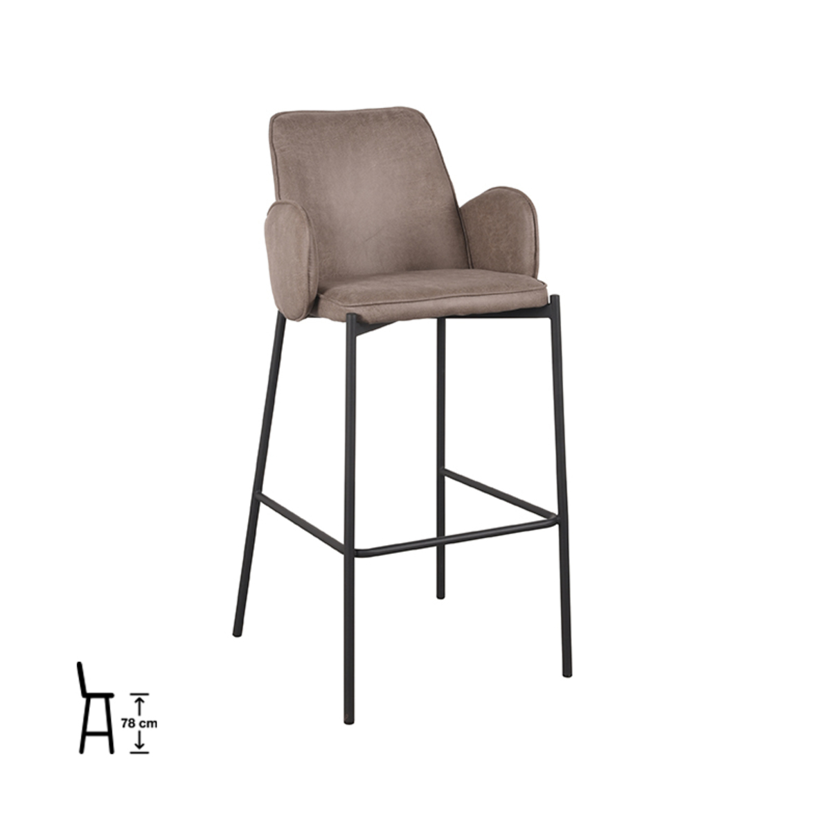 Tabouret de bar I_Joni - Hoog - Accoudoir - Taupe - Marron - Micro Suede - Moderne - LABEL51