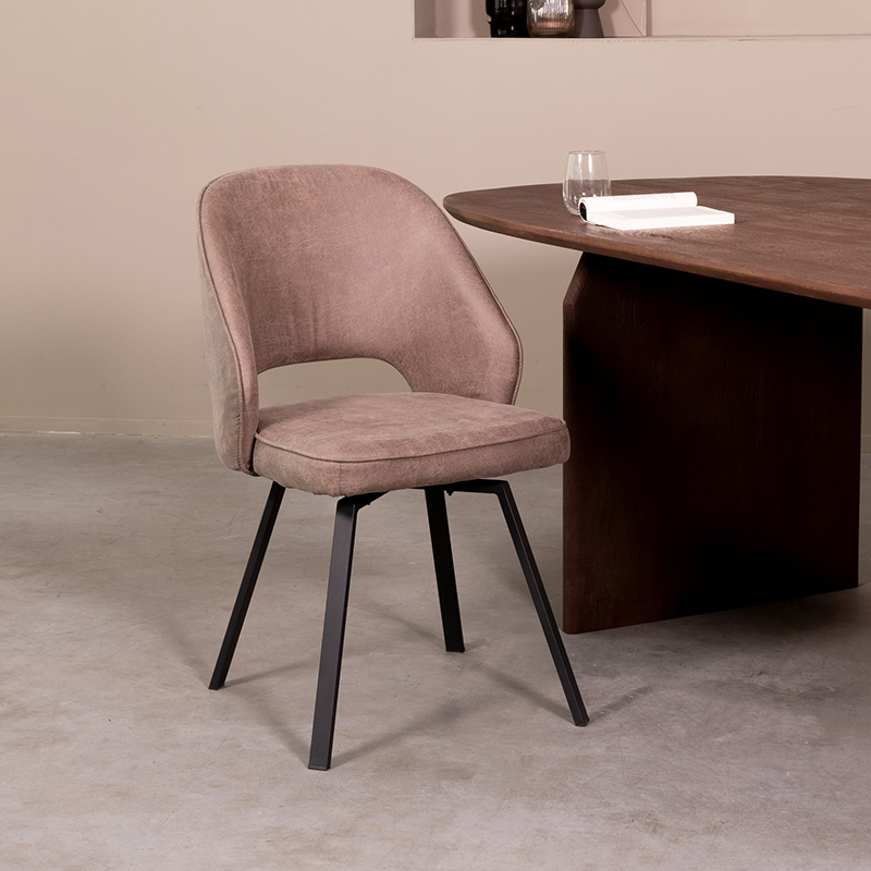 Chaise de salle à manger I_Lewis - Taupe - Marron - Micro Suede - Sans accoudoir - Moderne - LABEL51