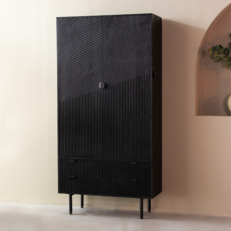 Armoire de rangement I_Cotia - Noir - Bois de mangue - Moderne - LABEL51