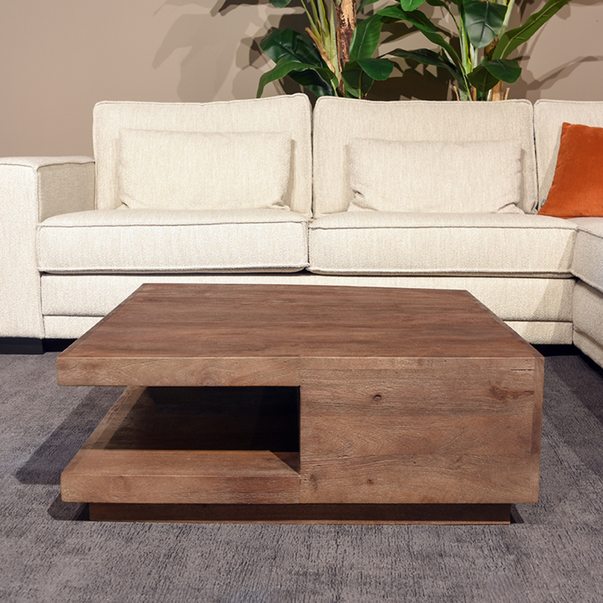 Table basse I_Square - Équerre - Espresso - Marron - Bois de mangue - Minimaliste - LABEL51